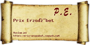 Prix Erzsébet névjegykártya